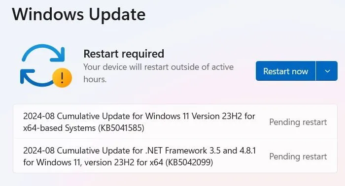 KB5041585 update in Windows 11 for August 13.