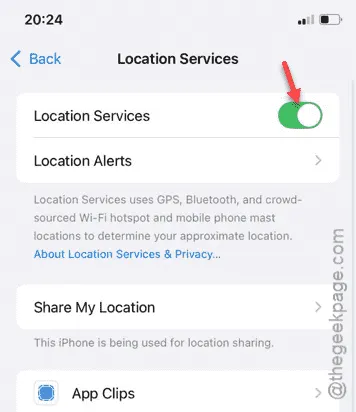 location services on min