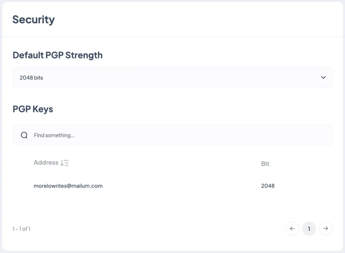 Configuração da chave Mailum Pgp