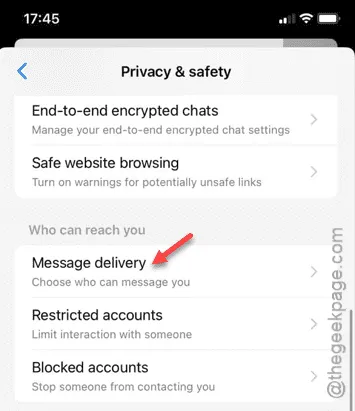 message delivery settings