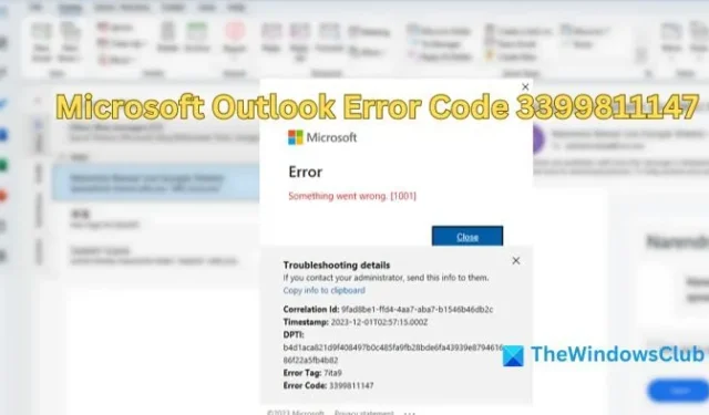 How to Resolve Outlook Error Code 3399811147 Effectively