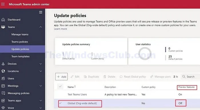 Habilitar políticas de mensajería en Microsoft Teams