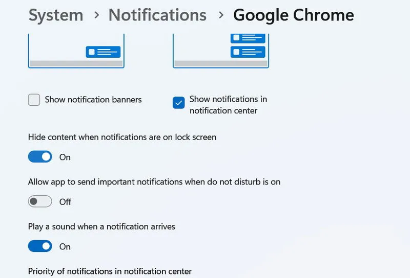 Preferencias de notificaciones de aplicaciones individuales