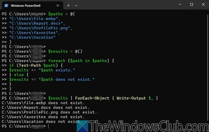 Windows PowerShell を使用して複数のファイルとフォルダーを検証する