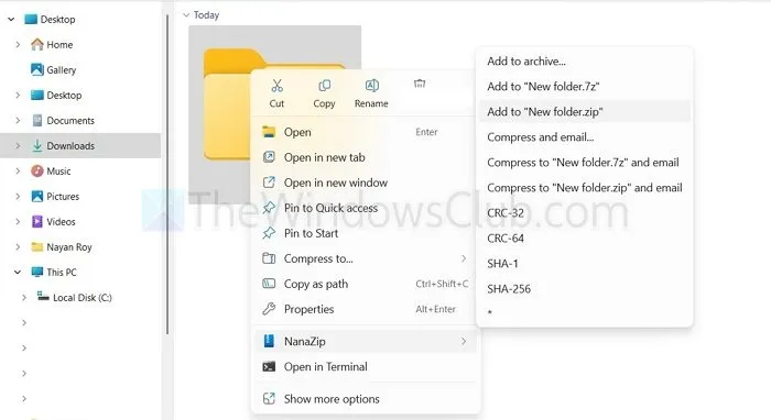 Windows 11 の右クリック メニューに 7Zip を追加する手順