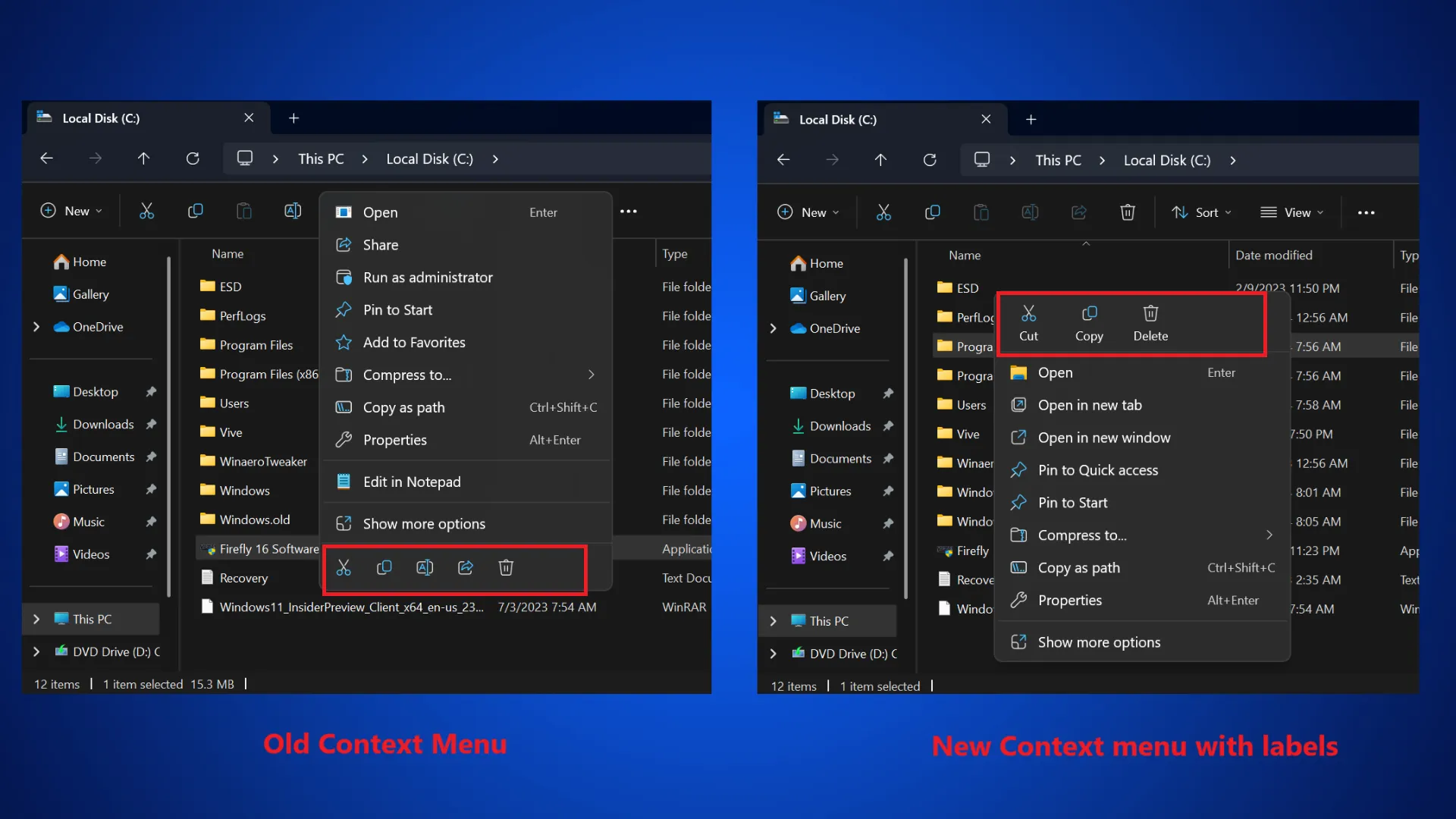 New context menu option in File Explorer