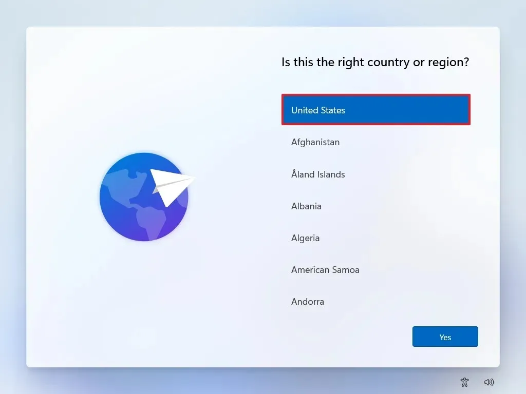 Region Windows 11 24H2 OOBE