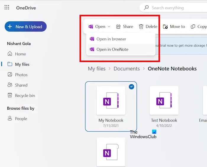 Aprire il blocco appunti OneNote dal Web