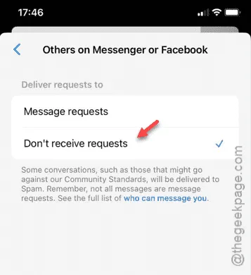 altri sulle impostazioni di Messenger