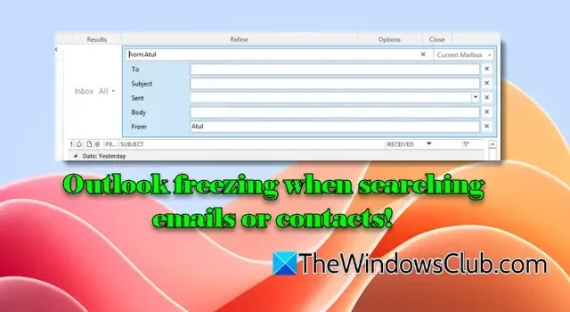 Beheben Sie Probleme mit dem Einfrieren von Outlook beim Suchen nach E-Mails oder Kontakten