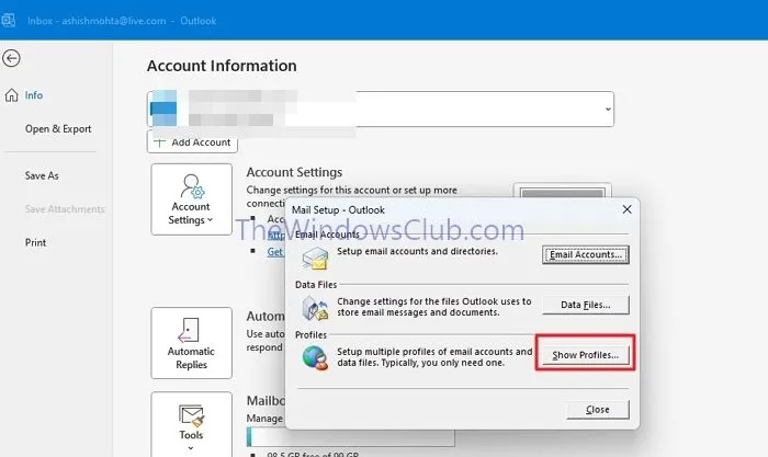 Configuración del perfil de correo de Outlook