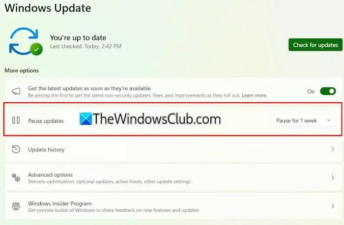 Windows Update を一時停止する