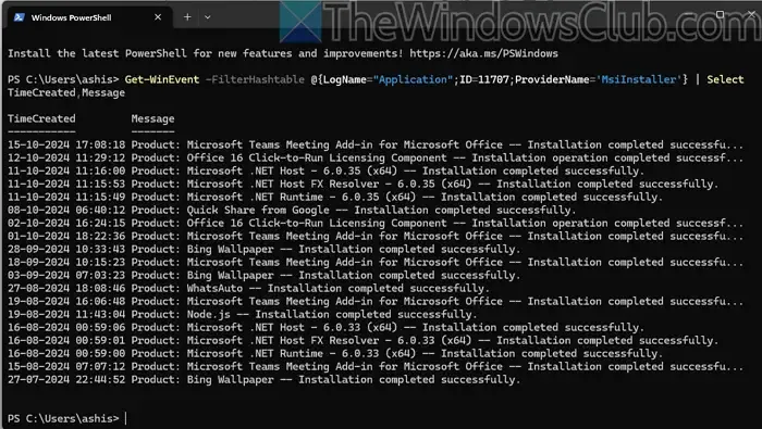 Deinstallationsprogramm für PowerShell-Anwendungsinstallationsprogramm