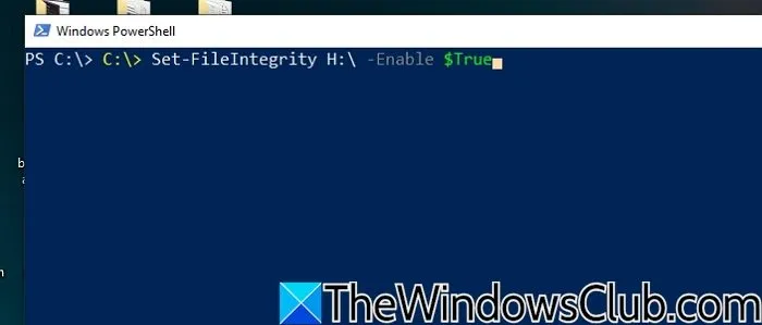 Powershell File Integrity Enable