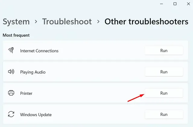 Printer troubleshooter in Windows 11