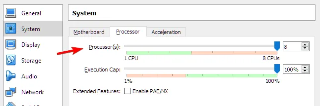 procesadores virtualbox