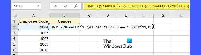 INDEX 関数と MATCH 関数を使用して Excel の別のシートからデータを抽出する