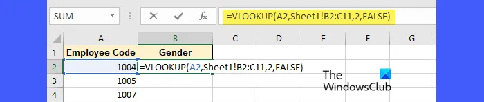 VLOOKUP関数を使用してExcelの別のシートからデータを抽出する