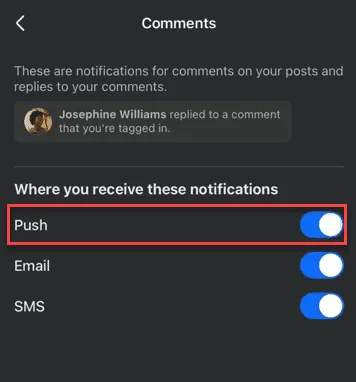 Abilita le notifiche push