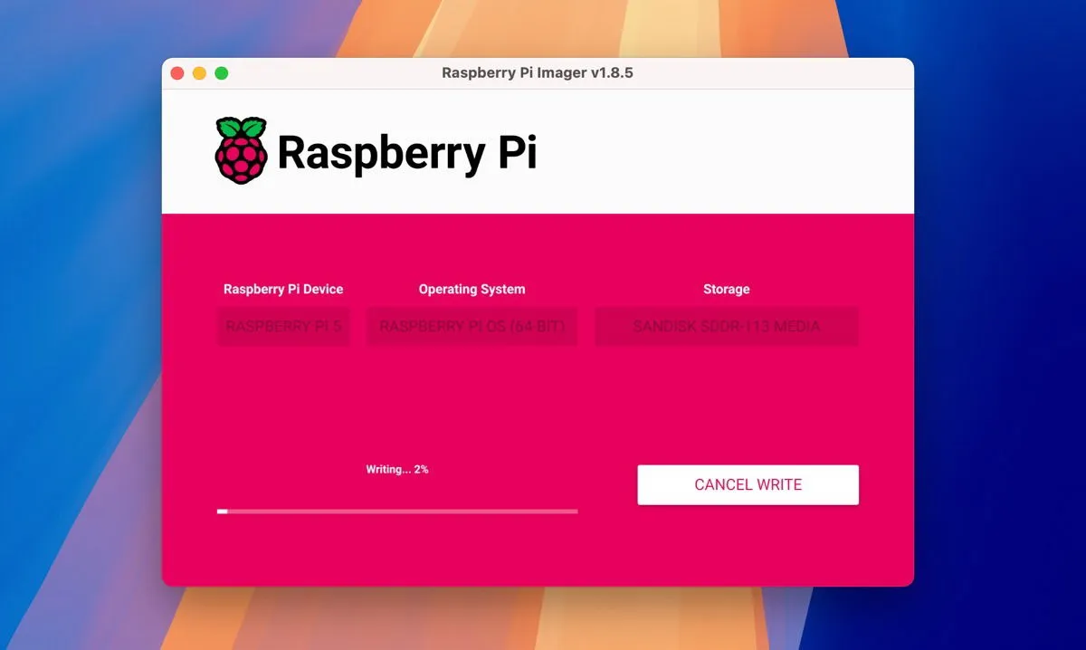 Escritura de imágenes de Raspberry Pi más grande