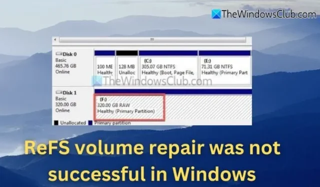 Fixing Unsuccessful ReFS Volume Repair Issue in Windows 11