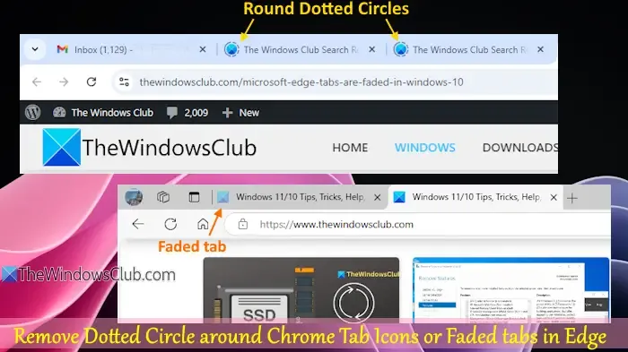 Usuń wyblakłą zakładkę Dotted Circle Chrome Edge