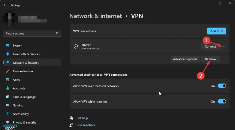 Paramètres VPN