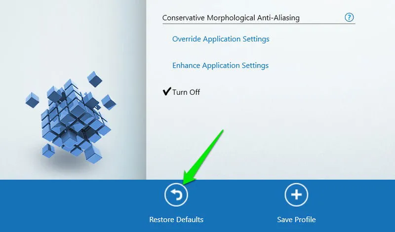 Interface do painel de controle Intel