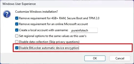 Rufus desabilita BitLocker no Windows 11 24H2