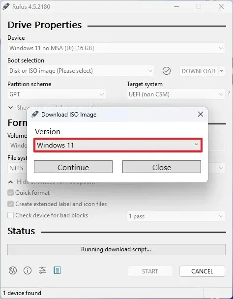 Téléchargement de Rufus Windows 11 24H2 ISO