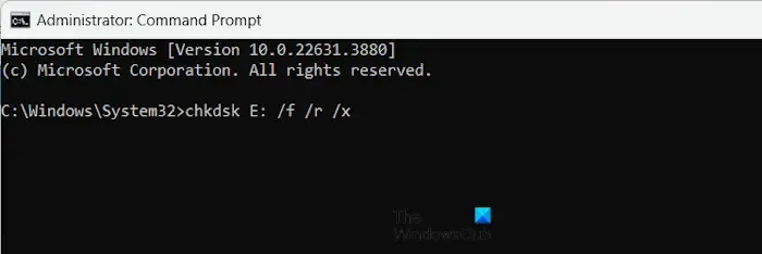 Ejecutar el escaneo Chkdsk a través de cmd