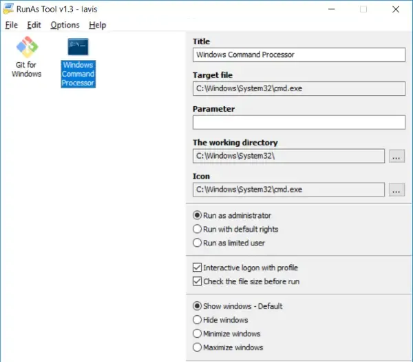 Esegui il programma come amministratore senza password