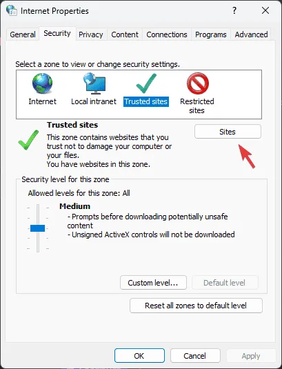 Betrouwbare sites - Sites