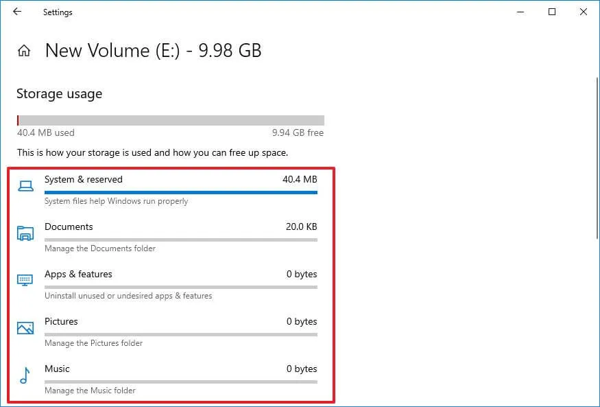 Secondary drive storage usage