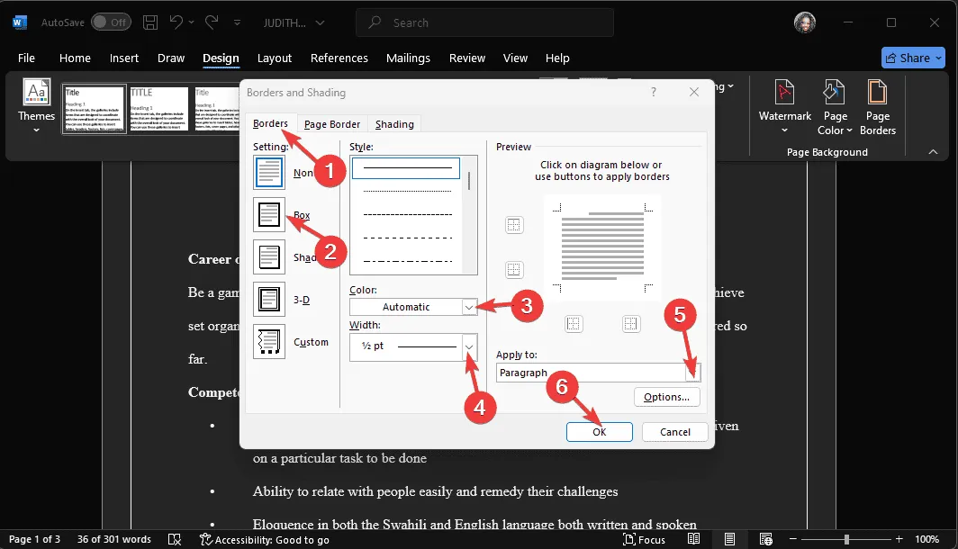 Select Paragraph Border