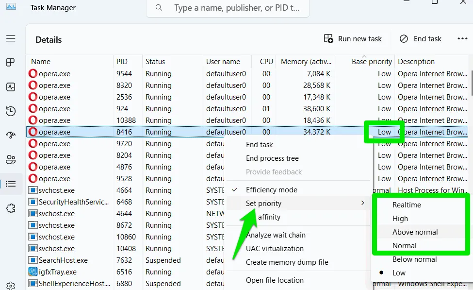 Setting Process Priority Windows