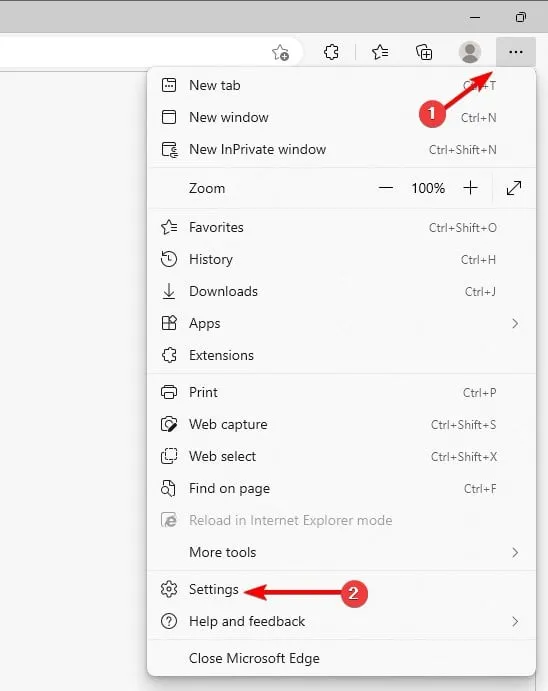 edge menu settings