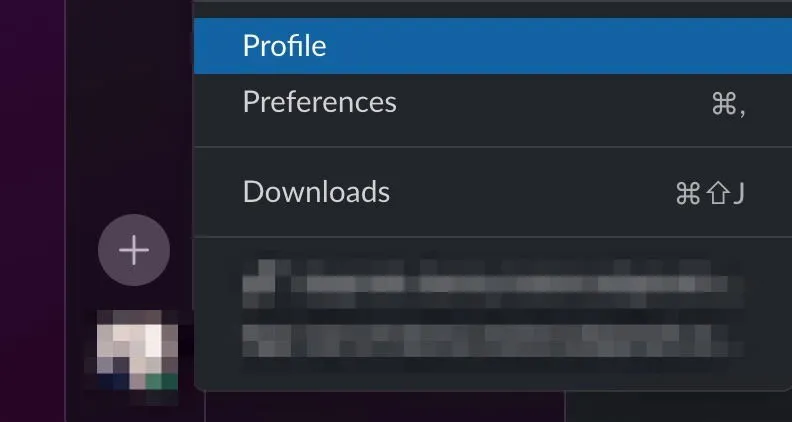 select your slack profile in the app