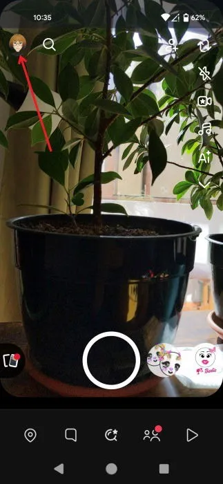 Accéder à l'avatar dans l'application Snapchat.