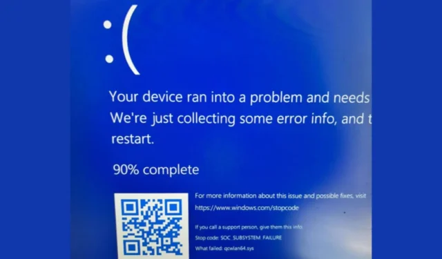 Stappen om SOC_SUBSYSTEM_FAILURE Blue Screen of Death (BSoD) op Windows op te lossen