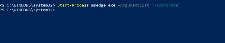 プロセスの開始 msedge powershell