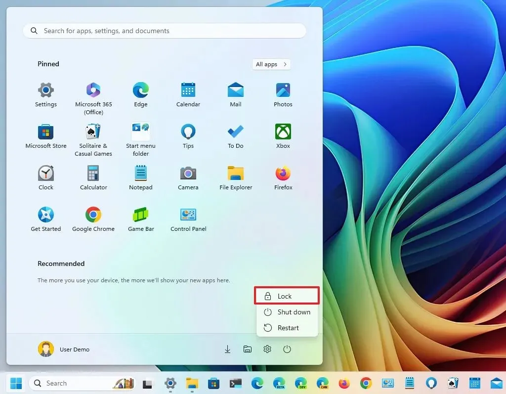 Optie voor vergrendeling van startmenu