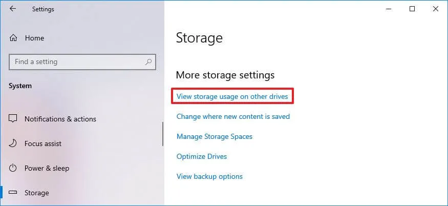 Windows 10 storage usage for other drives