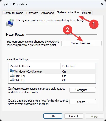 Pulsante Ripristino configurazione di sistema