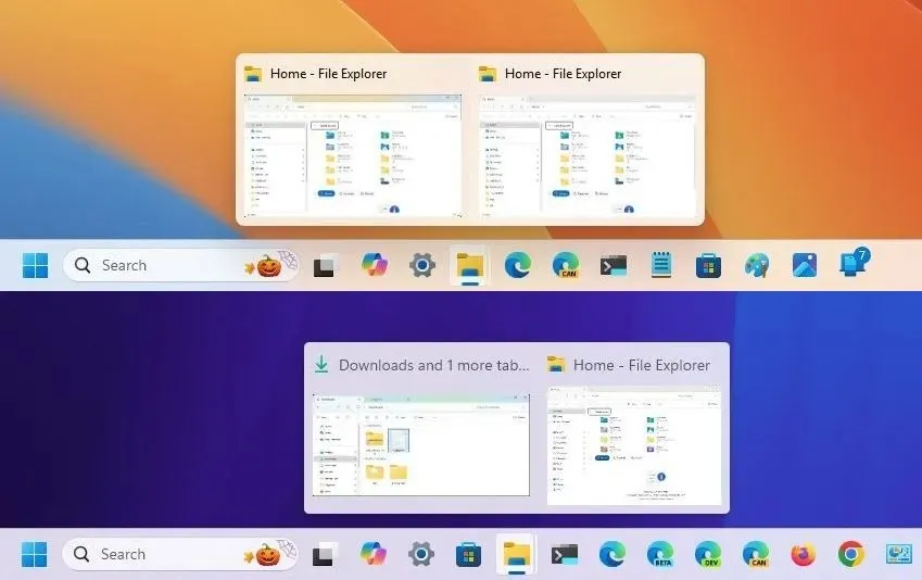 Taskbar new (top) preview design / Image: Mauro Huculak