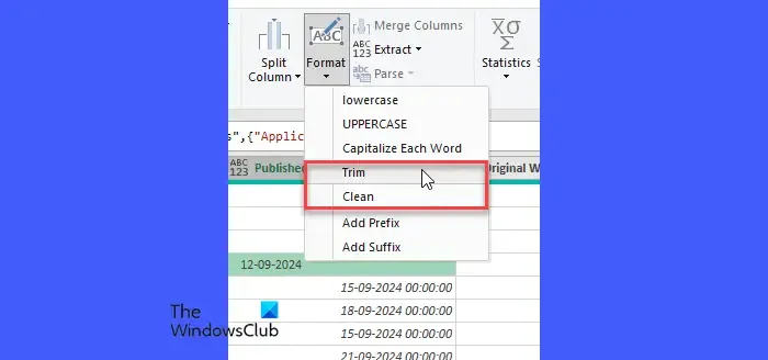 Bijsnijden, opschonen, Power Query