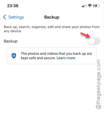 Disabilita il backup