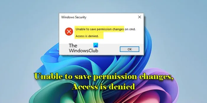 Unable to save permission changes, Access is denied