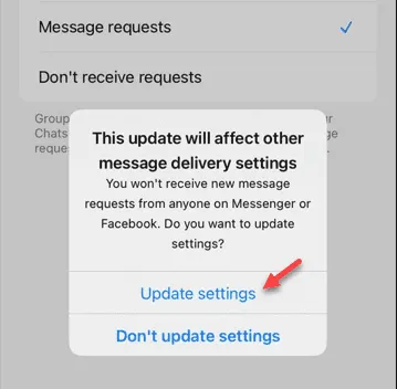 update message settings prompt