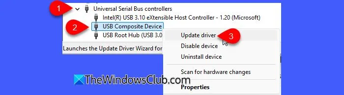 USB Composite Device Driver bijwerken